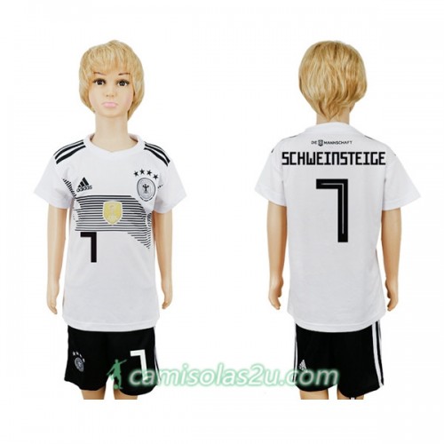 Camisolas de Futebol Alemanha Schweinsteiger 7 Criança Equipamento Principal Copa do Mundo 2018 Manga Curta Camisolas de Futebol Alemanha Schweinsteiger 7 Criança Equipamento Principal Copa do Mundo 2018 Manga Curta